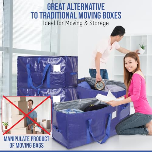 Heavy Duty Moving Bags 6 Pack, 90L Extra Large Storage with Zipper &
