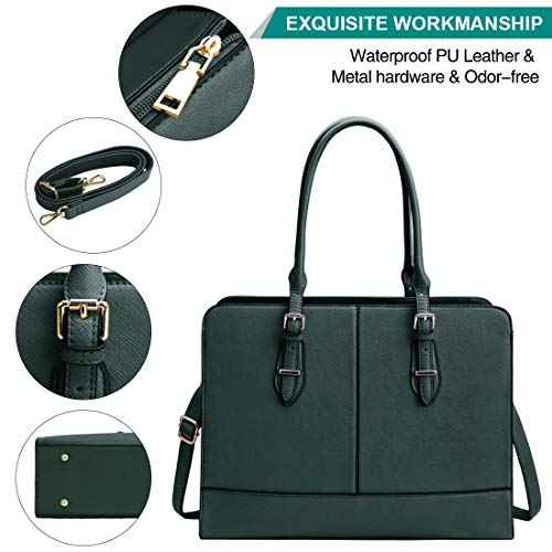 Laptop Bag for Women Leather Work Tote 15.6 Inch Laptop for Computer Messenger Bag Waterproof Briefcase Business Office Professional Large Capacity Handbag Shoulder Teacher Nurse Bag