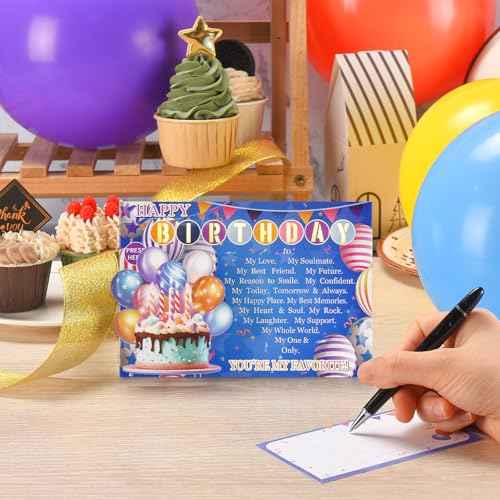 Birthday Card for Husband Wife with Lights & Music, Sweet 3D Birthday Cards for Men Women, Romantic Happy Birthday Card for Boyfriend Girlfriend, Musical Bday Greeting Love Card Gifts for Him Her