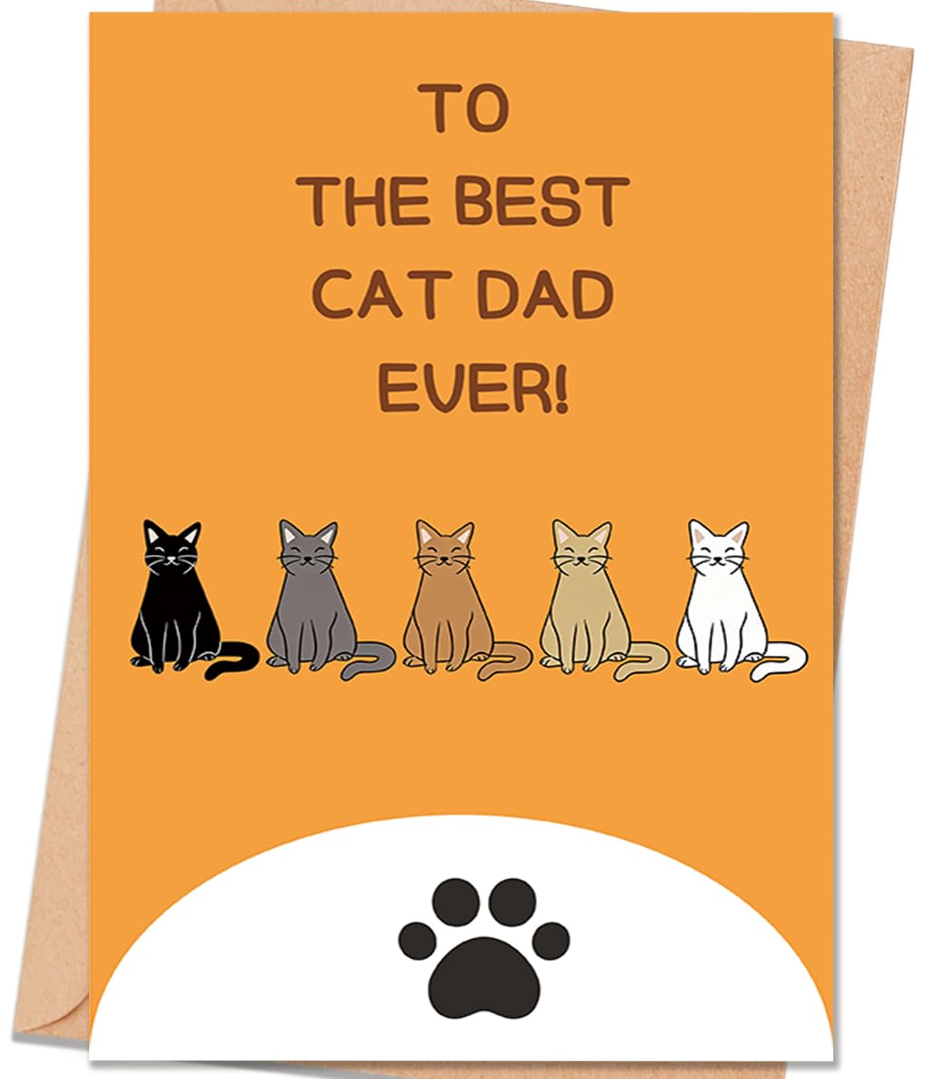 uugtcard Cat Dad Father's Day Card, Fathers Day Card Gift from Cat