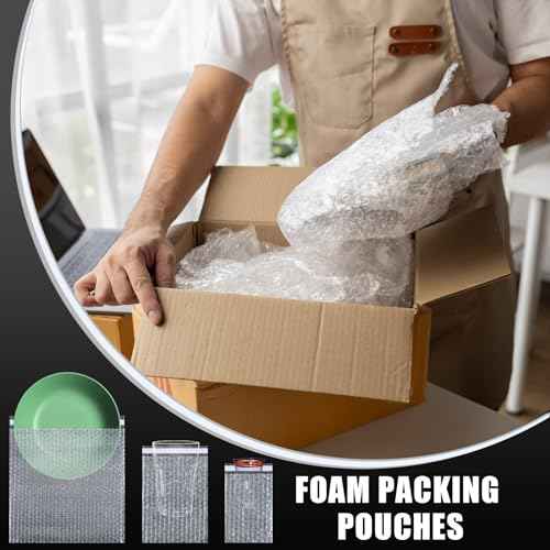 100 Pcs 5 Sizes Clear Bubble Bags Self Adhesive Bubble Cushioned Pouches Double Walled Shockproof Clear Cushioning Wrap Bags for Packing Moving Shipping and Storage