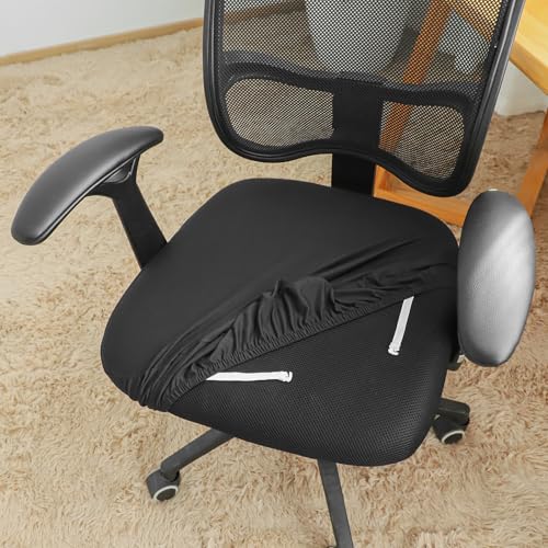FORCHEER Soft Black Office Chair Seat Cover | Spandex Stretch, Non-Slip Fit, 14.9-20in