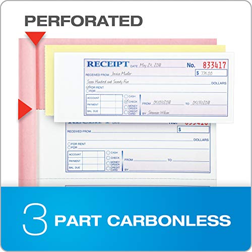 Adams 7-5/8 x 10-7/8" Money & Rent Receipt Books, 3-Part Carbonless, 100 Sets/Book, 5 Books/Pack