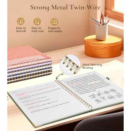 Hardcover Spiral Notebook Journal 8.5¡± x 11¡±, A4 Large Leather Notebooks for Women Men, Lined College Ruled Notebook, 100 GSM Paper, Spiral Bound Journals for Work School Note Taking Business, Green