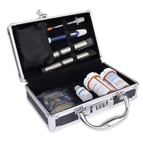 Vaultz Medicine Safe Case w/Combination Lock - Pack of 1 Cases, 8.35 x 5 x 2.5" - Black