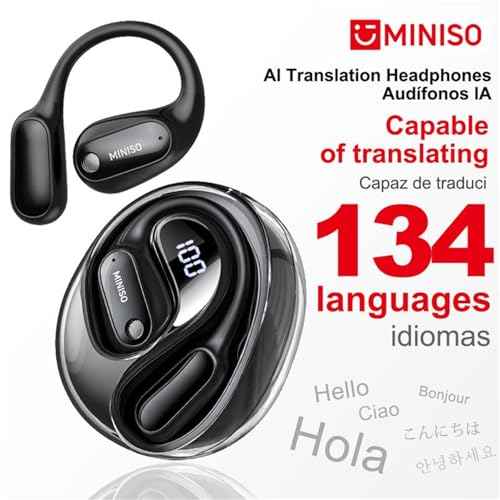 MINISO MS190 AI Translation Earbuds Real Time, 135 Language Translator Earbuds with APP, Open Ear OWS Translating Headphones, Audifonos Traductores Ingl?s Espanol Fit iOS and Android