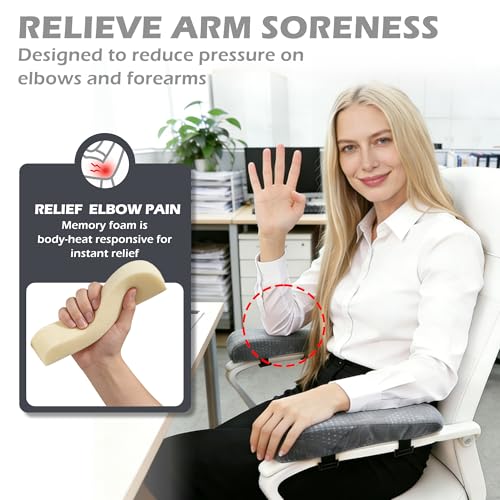 LVYSHOW Soft Armrest Pads for Office Chair – Comfort Elbow Cushions with Anti-Slip Straps