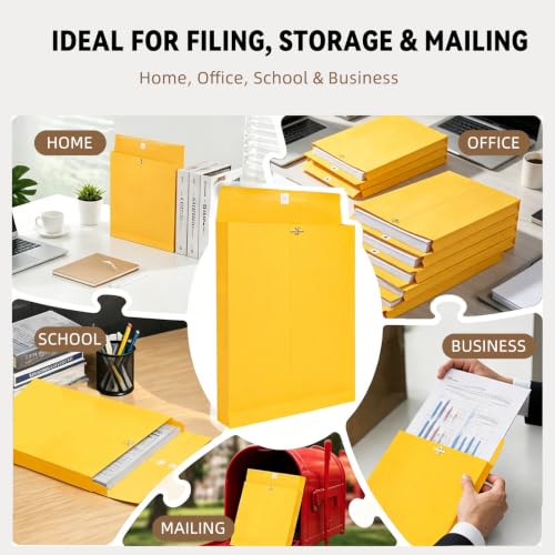 Manila Envelopes 10x13 Inches with 2-Inch Gussets - Pack of 25