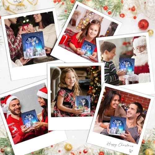 3D Pop Up Christmas Cards with Lights & Music with Envelopes, Animated Christmas Gift Cards for Mom Women Men Kids Child Dad Father Wife Husband Boys Girls