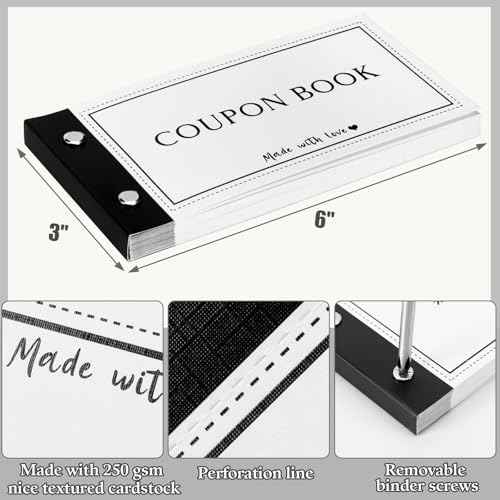 Personalized Coupon Book, 30 Blank Voucher Cards Booklet for All Occasions, Mothers Day Gifts for Mom, Unique Birthday Gifts for Boyfriend Wife Husband Girlfriend Best Friend
