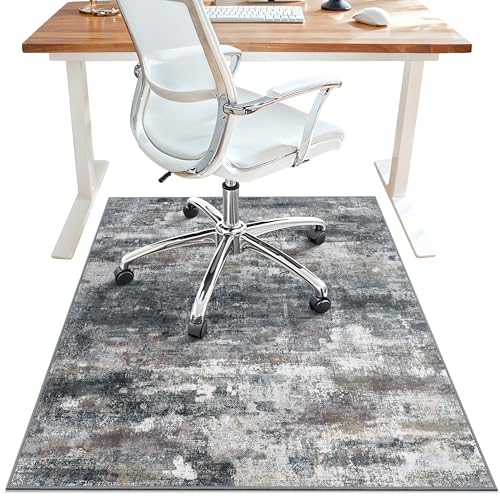 Office Chair Mat for Hardwood Floor Abstract 36x48 Dark Gray - BESBLEE