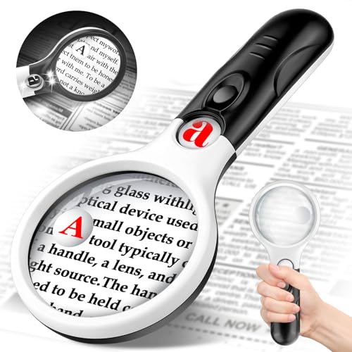 NZQXJXZ Black Handle 45X 10X 5X Compact Handheld Magnifying Glass with Light
