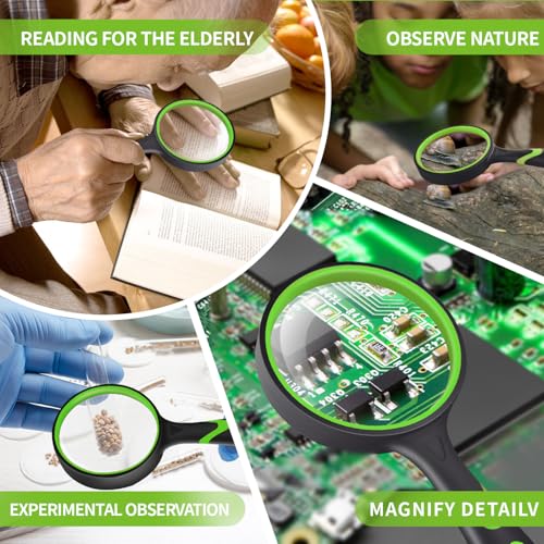 2-Pack Handheld Reading Magnifiers with Non-Slip Rubber Grip - Senior & Hobby Use, Variation 2