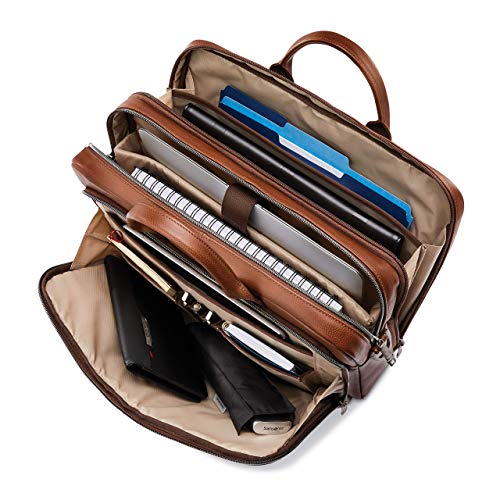 Samsonite Classic Leather Toploader Briefcase Cognac, One Size