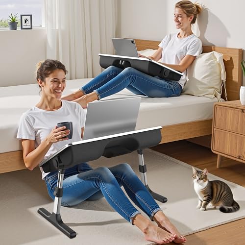 FoldWise Black 2-in-1 Bed & Lap Desk with Adjustable Height & Angle