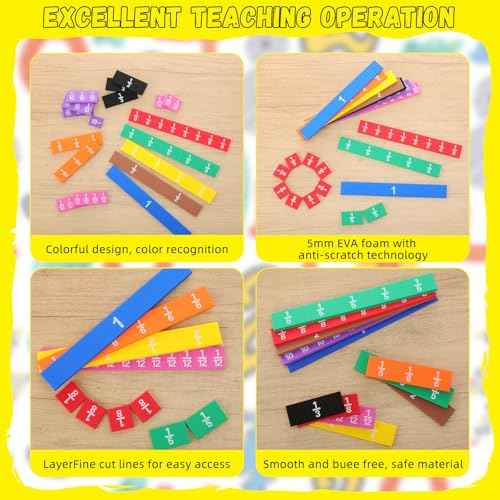 24 Sets Fraction Tiles Set for Math Classroom Fractions Manipulatives Math Learning Manipulatives for Home School Supplies