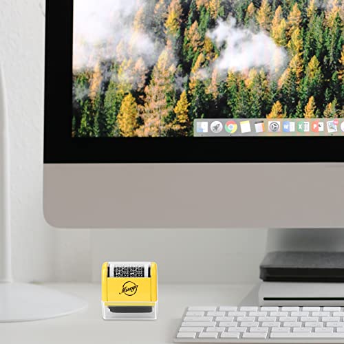 Miseyo Wide Identity Theft Protection Roller Stamp Set - Yellow with 3 Refill Inks