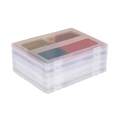 Voittozege 4 Pack A4 Paper Storage Box, A4 Document Case for 8.5" x 11" Letter Paper, Scrapbook Storage Box, File Portable Project Case for Magazine,Envelopes(Inner Size 12.2 x 8.9 x 0.7 in)