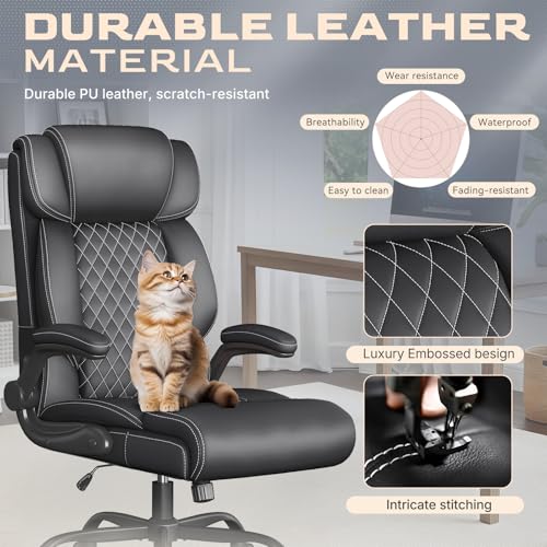 Cyzena Office Chair Executive High Back Big & Tall Black, 1 Pack