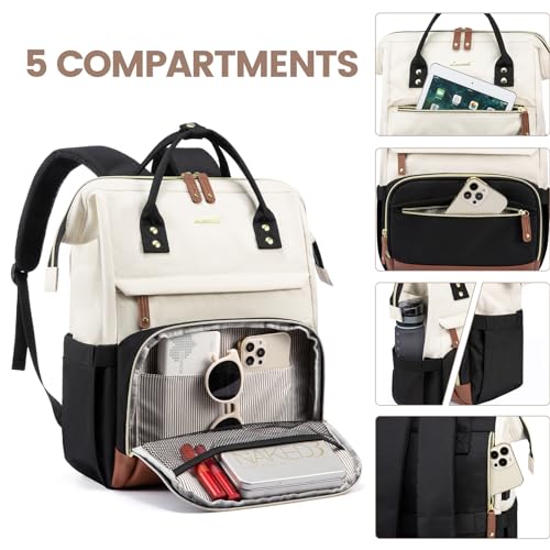 LOVEVOOK Laptop Backpack for Women, 17 Inch Work Business Backpacks Purse With Large Capacity, Waterproof Nurse Bag College Bookbag for School, Waterproof Casual Daypack for Travel