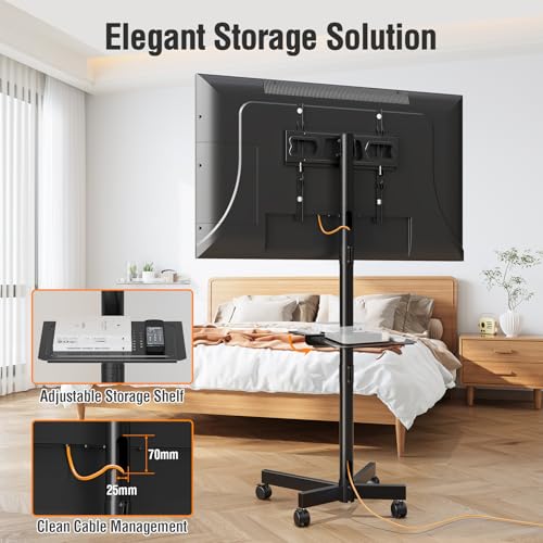 ELIVED Mobile TV Stand for 23-60" TV, VESA 400x400, Tilt, 77 Lbs Load