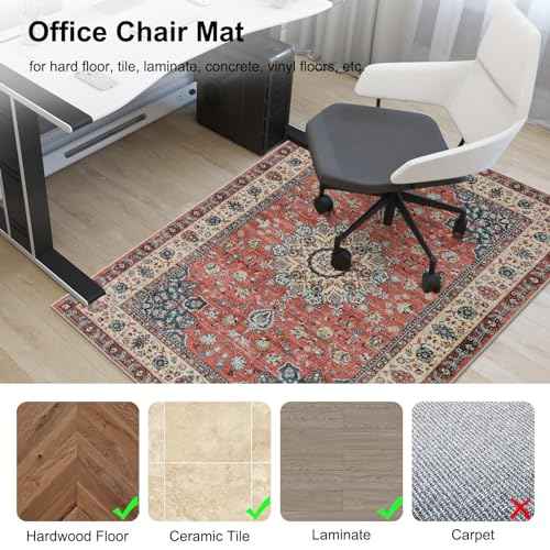Anidaroel Chair Mat for Hardwood Floor, 48"x60" Desk Chair Mat for Hard Floors, Anti-Slip Office Rugs for Rolling Chairs