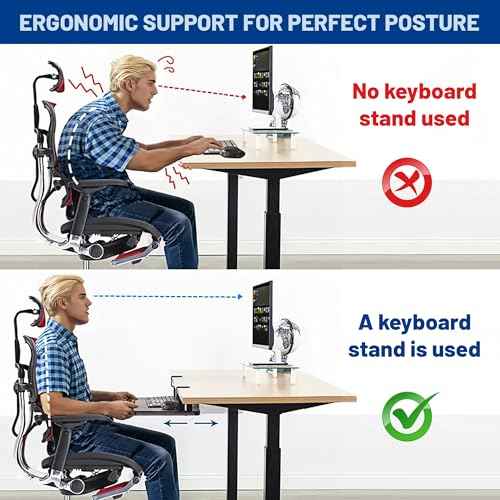 Keyboard Tray Under Desk Slide, 25.6"(30¡± Including Clamps) x 11.8" Height Adjustable Slide-Out Keyboard Drawer with C Clamp, Ergonomic Pull Out Platform Computer Drawer for Typing, Black