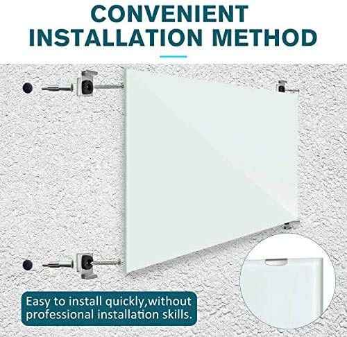 Glass Whiteboard 36x24 Magnetic Dry Erase White Board, Modern Tempered Glass Board for Wall, 3x2' Frameless Wall Hanging Mount Glassboard for Home Office School