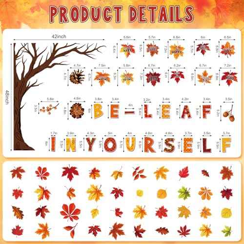 82Pcs Fall Bulletin Board Classroom Decorations Set,Autumn Maple Leaves Paper Cutouts Inspirational Posters Be Leaf in Yourself Wall Decor for School Chalkboard Office Home Thanks Giving Supplies