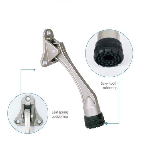 CG PLUS Door Stopper, Kick Down Door Stops for Heavy Doors, with Rubber Tip and Spring Lever, Adjustable, Easy to Set Down and Release, 4-Inch, for Wide Doors (4inch x 30pack, Satin Nickel)