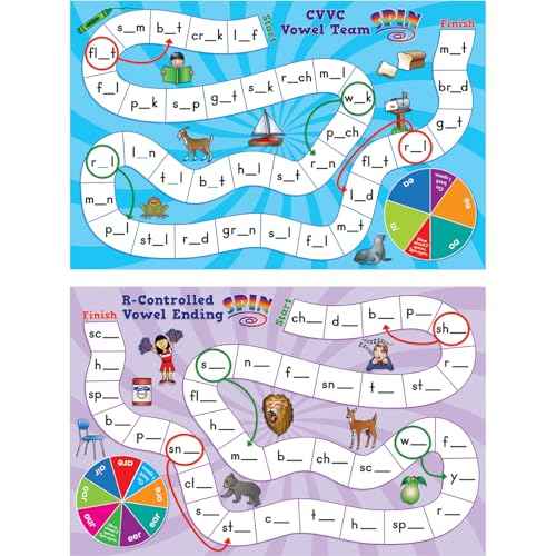 Long and Tricky Vowel Pattern Word Building Board Games - 1 Game