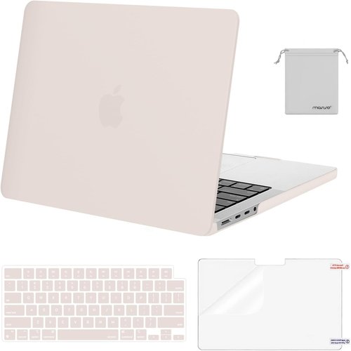 MOSISO MacBook Pro 14 Inch Hard Case - Rock Gray with Keyboard Skin, Screen Film & Pouch | Compatible Models A3427-A2918