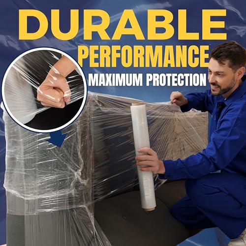 Rockin Rolls 18" x 1500 FT Clear Stretch Film Shrink Wrap - 4 Rolls, Heavy Duty, Recyclable