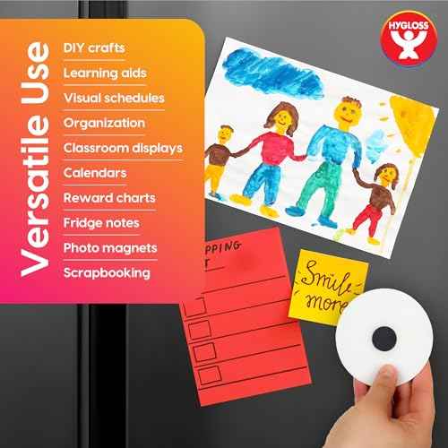 Hygloss 100 Pcs Magnetic Dots with Adhesive Backing ? 3/4-Inch Round Sticky Magnet Dots ? Small Magnets for Crafts ? Thin Flat Circle Magnetic Stickers for Fridge, Classroom, Whiteboard, Pictures