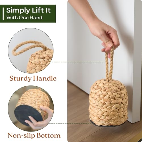 Water Hyacinth Door Stop 4.4 lb – Decorative Heavy-Duty Door Stopper