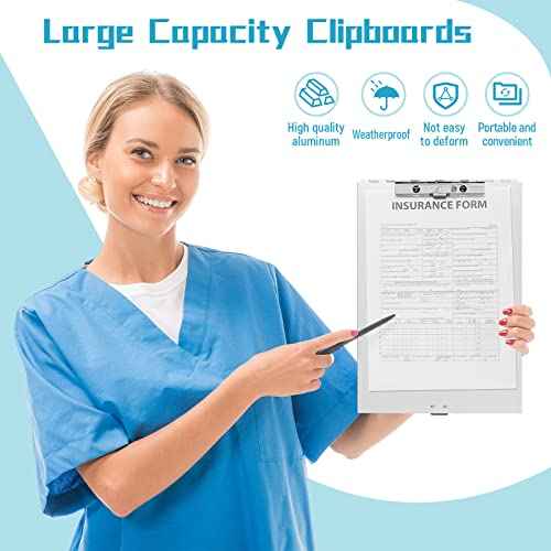 Seajan Aluminum Clipboard with Storage Metal Clip Board Folder Letter Size Form Holder Portfolio Clipboard Binder Clip Posse Box for Nurse Police Office Stationery Items 14 x 9.2 x 2 Inches (2)