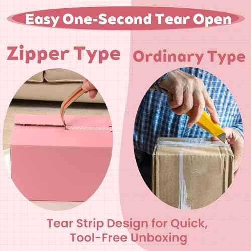 9x4x6 Pink Shipping Boxes with Tear Strip, 30 Pack Self-Adhesive Shipping Boxes Medium, Zipper Corrugated Mailing Boxes for Packaging Small Business