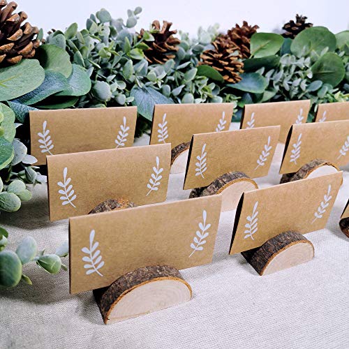 Rustic Wood Wedding Place Card Holders with Kraft Tented Cards Set