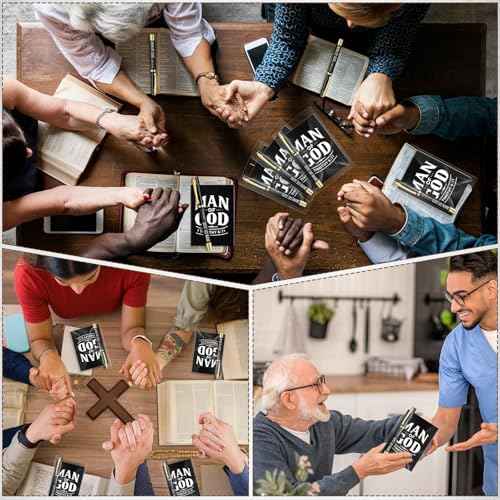 50 Set Christmas Christian Gifts for Men Bulk Man of God Christian Men Gifts 1 Timothy 6: 11 Man of God Notebook and Pen Set Bible Verse Prayer Journal Religious Notepad Pen for Church