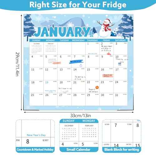2026-2027 Magnetic Fridge Calendar, 18 Month Fridge Calendar Runs from January 2026 to June 2027 Magnetic Calendars for Refrigerator for Personal Planning and Organizing, Festival Style
