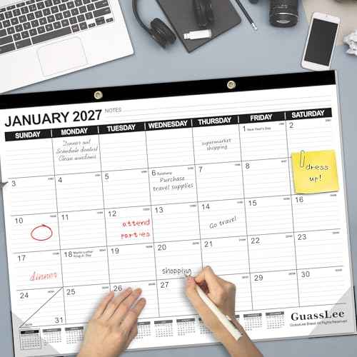 GuassLee Large Desk Calendar 2026-2027,18 Months from Jan. 2026 to Jun. 2027, 22 x 17 Inches Desktop Wall Calendar Hanging Planner with Julian Date, Notes, Corner Protectors for School Home Office