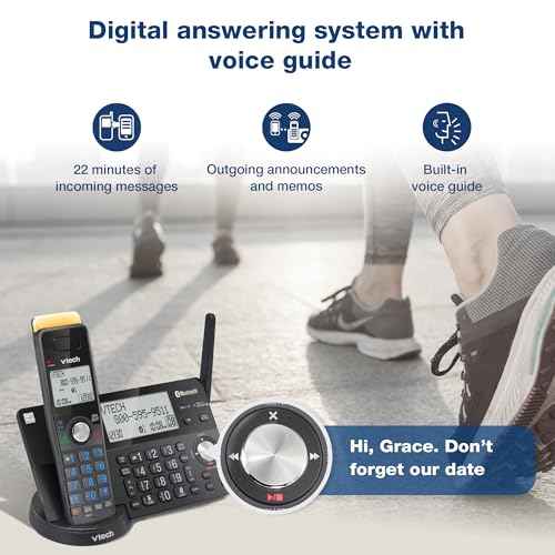 VTech IS8128-51 Super Long Range 5-Handset DECT 6.0 Cordless Phone for Home with Answering Machine, 2300 ft Range, Call Blocking, Bluetooth Connect to Cell, Intercom