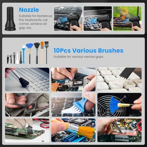 Moclever Compressed Air Duster 180000RPM Cordless Electric Air Blower with LED Light 4 Speed Rechargeable Air Duster for PC Keyboard, Car, Home, and Outdoor Cleaning
