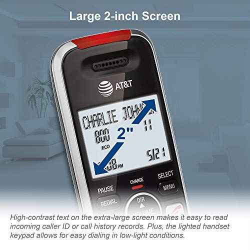 AT&T BL102-2 DECT 6.0 2-Handset Cordless Phone for Home with Answering Machine, Call Blocking, Caller ID Announcer, Audio Assist, Intercom, and Unsurpassed Range, Silver/Black