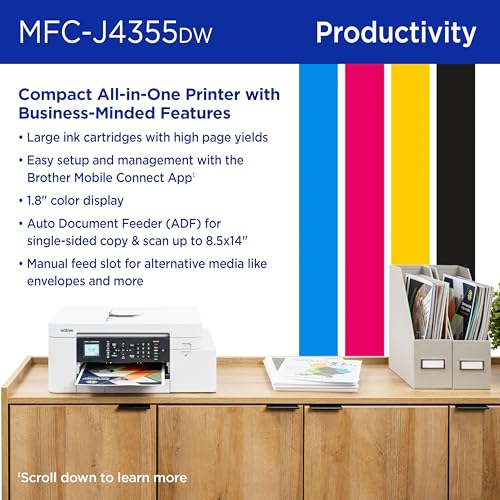 Brother INKvestment J4355DW Wireless Color Inkjet All-In-One Printer - Current Model