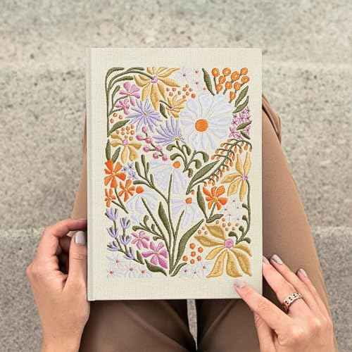 Lady Jayne Embroidered Canvas Hardcover Journal, with Built-In Bookmark ? 192 pages, 6¡± x 8.5¡± ? Flower Market Wildflowers (80906)