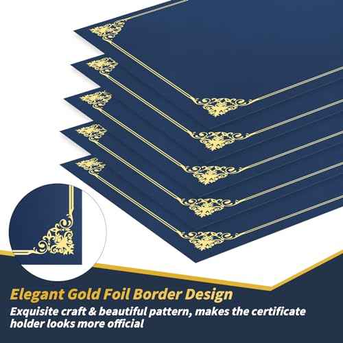 80 Pcs Certificate Holders Bulk, Navy Blue Diploma Covers Gold Foil Border, Document Covers for Letter Size 8.5x11" Award Certificates, Cardstock, Document Papers, Graduation