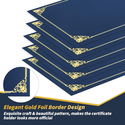 Oleitodh 150 PCS Navy Blue Diploma Covers 8.5x11 Certificate Holders (Blue) Bulk