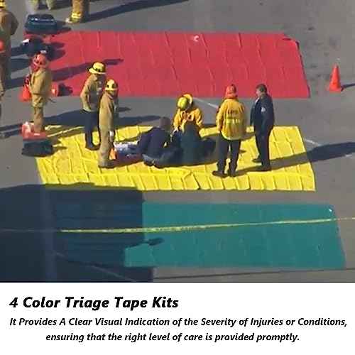 Triage Tape Kits for First Aid & Emergency Response - Set of 4 (Black:Deceased, Red:Immediate, Yellow:Delayed, Green:Minor)