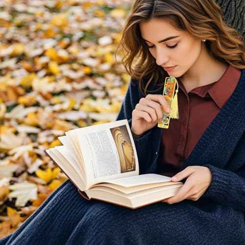 4pcs Metal Bookmarks with Tassel, Van Gogh Monet Oil Painting Theme Cute Book Markers for Reading Women, Book Lovers, Reading Accessories Gifts for Book Lovers